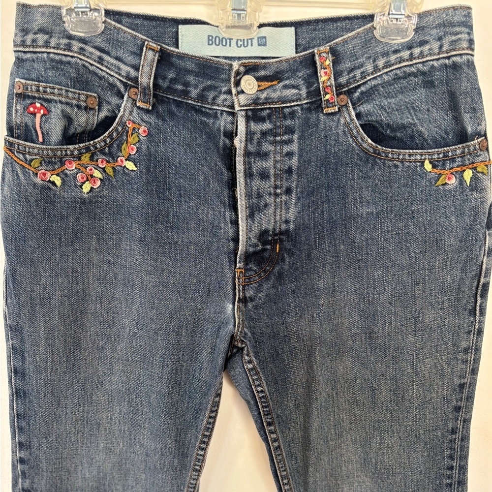 Vintage Embroidered Gap Cotton Bootcut Fairycore Low rise Denim Jeans Size 8